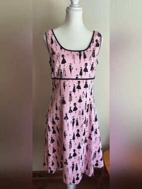Pink Dress With Fashion Women In Black Empire Waist Scoop Neck Fit & Flare 8
